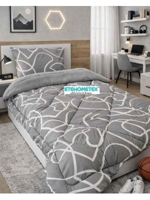 ETE HOMETEX TEK KİŞİLİK LÜX WELSOFT YORGAN SETİ MİX GRİ 8696474232070